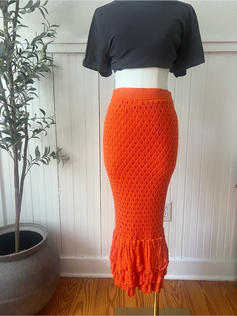 Beach Riot Polly Crochet Knit Mermaid Midi Skirt Size S Festival Boho Coverup